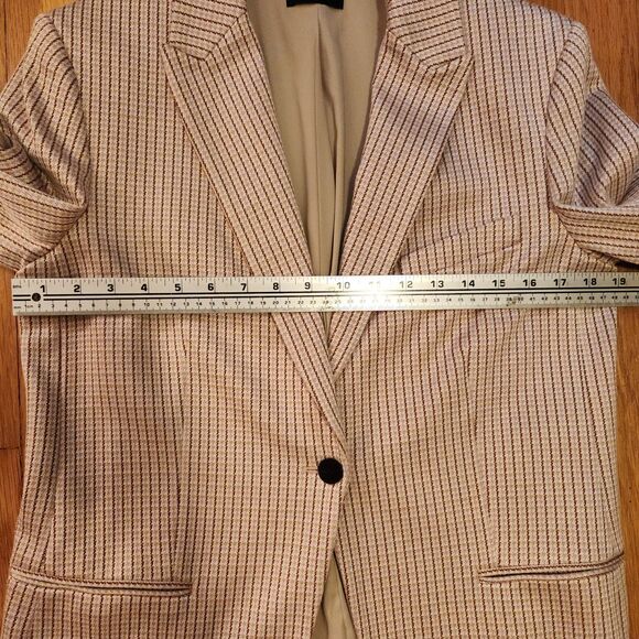 Theory Blush Pink & Cream Staple Blazer Jacket, Houndstooth, Stratton Knit, Sz 8 - Picture 8 of 13